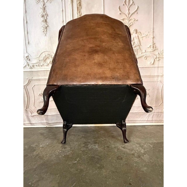 Pair of Vintage English Tufted Leather Wingback Armchairs For Sale - Image 14 of 15