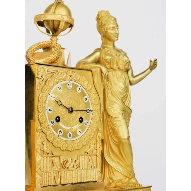 Traditional 19th Century French Empire Gilt Bronze Mantel Clock For Sale - Image 3 of 10