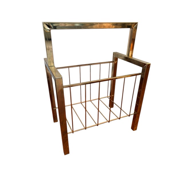 Mid-Century Modern Midcentury Modern Vintage Chrome Metal Magazine Rack/ Holder For Sale - Image 3 of 12