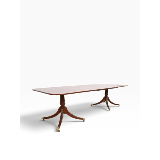 Wood Baker Furniture, Collector's Edition, Charleston Collection, Banded Mahogany, Double Pedestal Dining Table, Vintage. 3 Extra Leaves Included! For Sale - Image 7 of 10