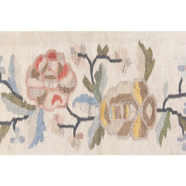 Textile Antique Bessarabian Kilim Rug, Handwoven Floral Tapestry For Sale - Image 7 of 8
