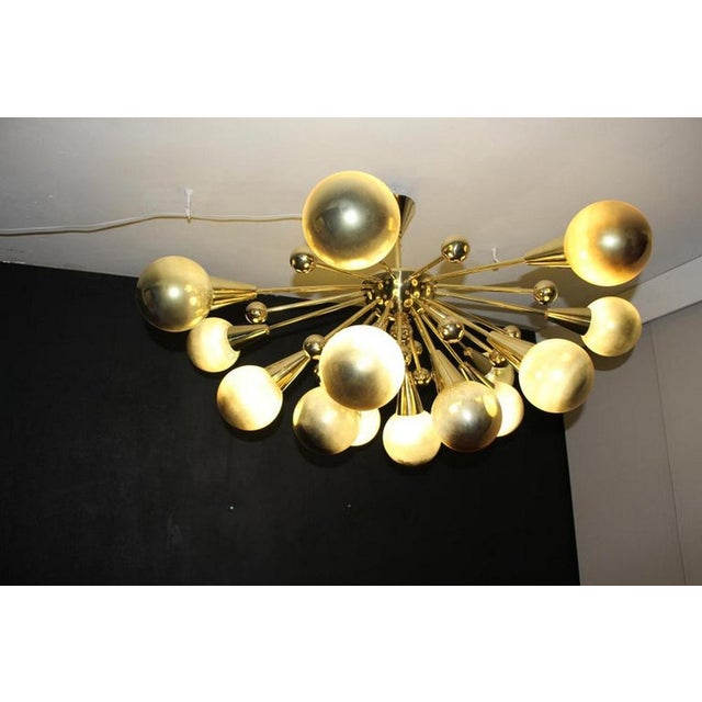 Gold Color Mercury Chandelier with Globes of Murano Glass in the Form of Half Sputnik, 1980s For Sale - Image 10 of 16
