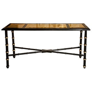 Hollywood Regency Faux Bamboo Console Table For Sale