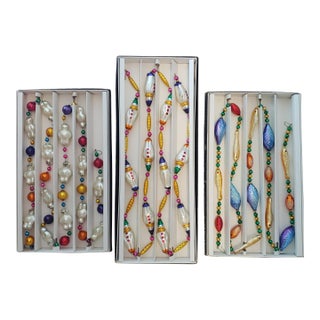 Vintage Christopher Radko Glass Ornament Garlands, 3 Boxed Sets For Sale