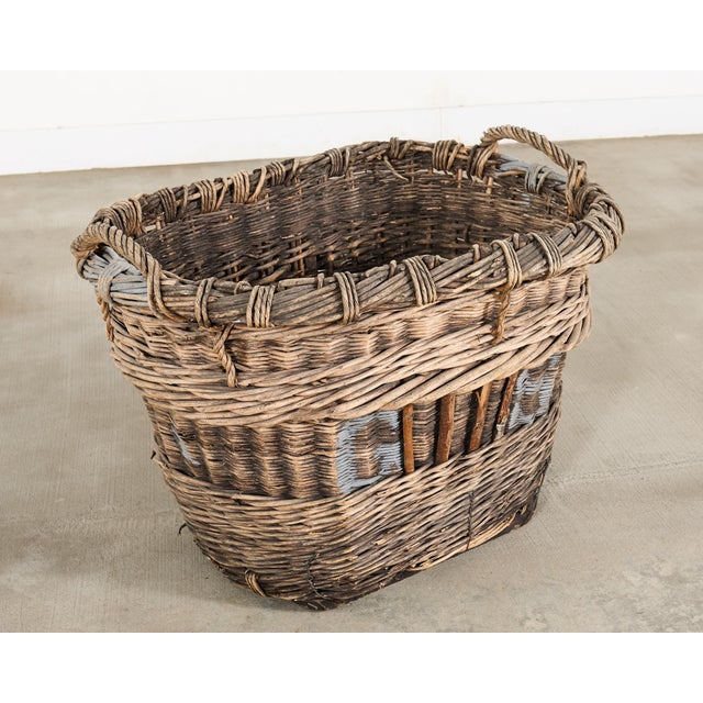 Large Rustic French Provincial Wine Harvest Basket For Sale - Image 15 of 18