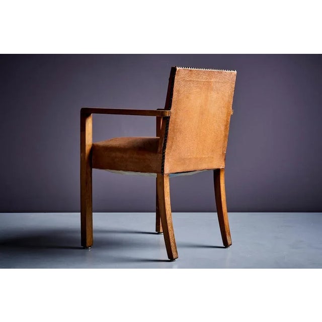 Brown Art Deco Armchair in Brown Faux Leather attributed to Francis Jourdain, 1940s For Sale - Image 8 of 11