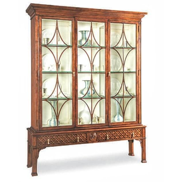 Hickory White Dark Cherry Wood and Glass Massive Fretwork Regency China