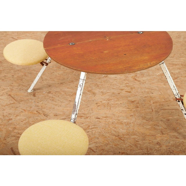 Table Set with White Metal Frame and Plywood Tabletop For Sale - Image 4 of 16
