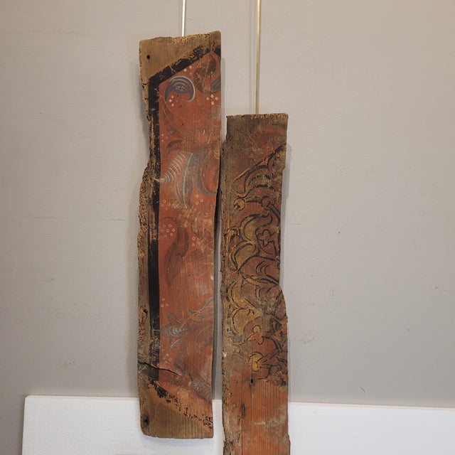 Fragments of Coffered Ceiling or Wainscoting in Polychrome Wood, Gothic-Mudejar, Spain, 18th Century, Set of 3 For Sale - Image 5 of 18