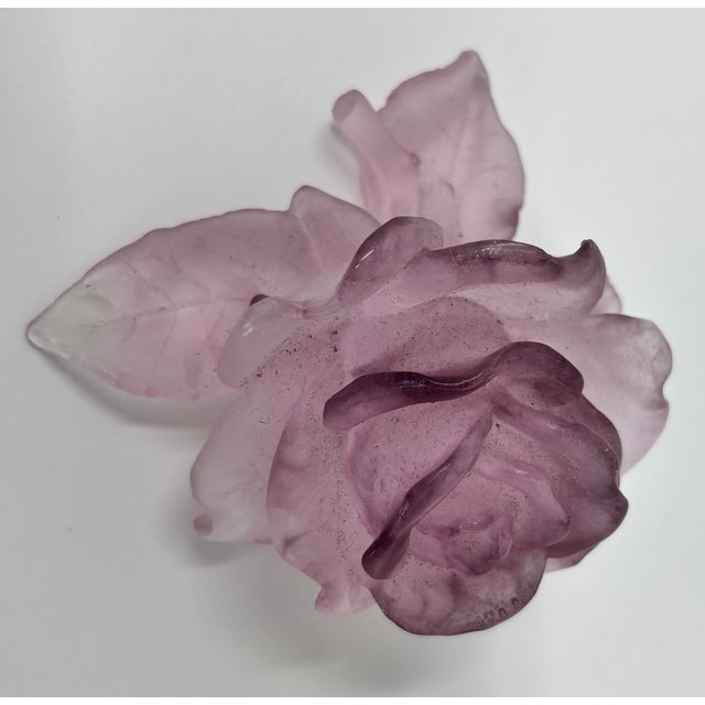 Daum Daum France Rose Passion Pâte De Verre Crystal Rose Paperweight, 1990s For Sale - Image 4 of 15