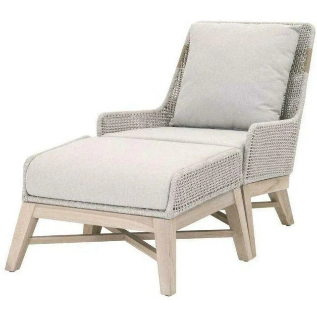 Transitional Tapestry Olefin Fabric Outdoor Footstool by Essentials for Living For Sale - Image 3 of 5