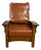 Crafters and Weavers Craftsman Mission Leather and Oak Morris Chair in Russet Brown Leather For Sale