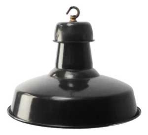 Vintage French Industrial Black Enamel Pendant Light from GAL