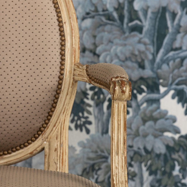 Pair of 18th C. French Louis XVI Fauteuils in Original Paint, Signed For Sale In Wichita - Image 6 of 16