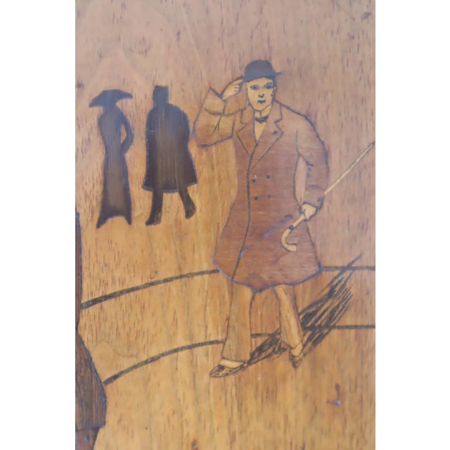 Art Deco Wood Inlay Picture of Fashionable Lady and Gentleman, Germany, 1920 For Sale - Image 6 of 10