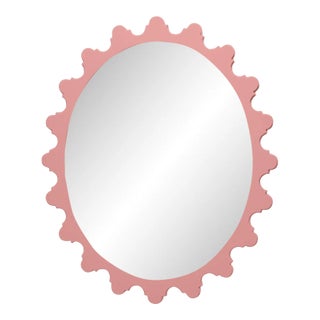 Fleur Home Garden District Magazine Oval Mirror in Pink Punch, 26x31 For Sale