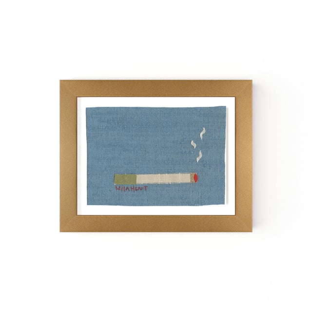 Fern the Artichoke Cigarette by Willa Heart in Gold Frame, Mini Art Print For Sale