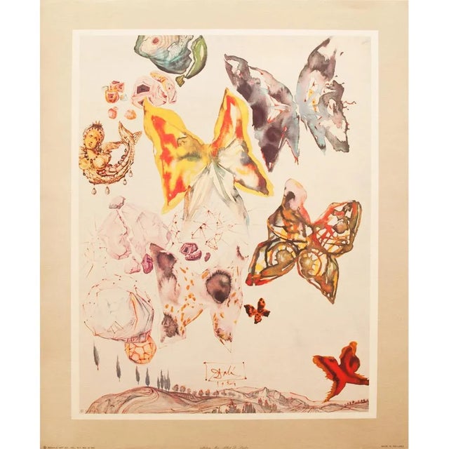 Rare 1951 After Dali, Original Period Butterflies Lithograph, the Mrs. Albert D. Lasker Collection For Sale - Image 11 of 12