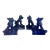 Vintage Cobalt Blue Chinese Ceramic Roof Tile Figurines - Set of 4 For Sale