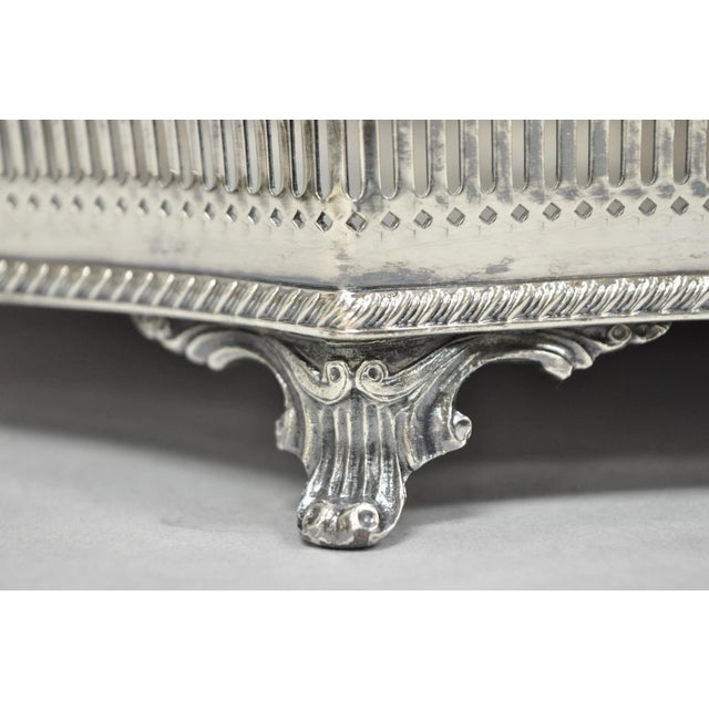 William Adams and Company Vintage William Adams Sheffield England Edwardian Silver Plated Scalloped Tray For Sale - Image 4 of 16