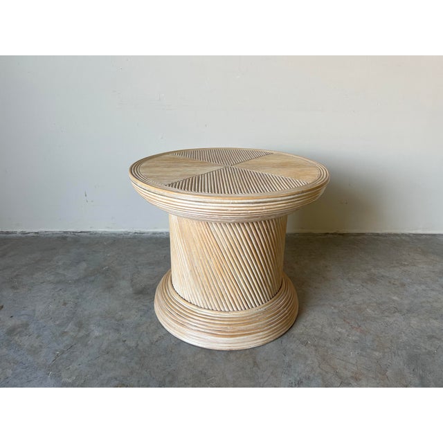 Vintage Organic Modern Pencil Reed Rattan Side / Coffee Table | Chairish