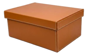 Vintage Custom Quality Cognac Brown Leather Storage Box With Lid