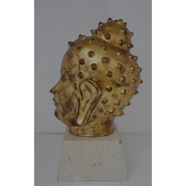 Mid 20th Century Gold Leaf on Terracotta Buddha Head Mid-Century For Sale - Image 5 of 10