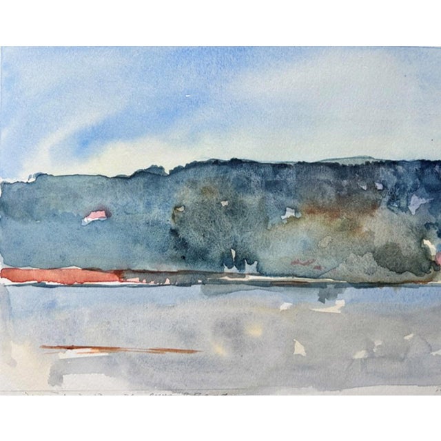 Blue Sentinel (Blue River, CO) by Timothy J. Standring | Watercolor on paper of a serene river landscape For Sale