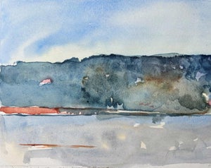 Blue Sentinel (Blue River, CO) by Timothy J. Standring | Watercolor on paper of a serene river landscape