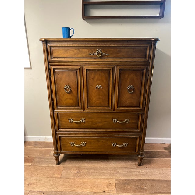 Mid 20th Century Henredon Solid Wood Armoire – Vintage Fine Furniture For Sale - Image 5 of 8