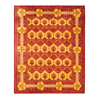 Arts & Crafts, One-of-a-Kind Hand-Knotted Area Rug - Red, 7' 10" x 9' 9" For Sale