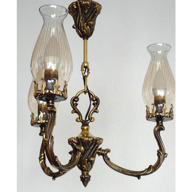 Art Deco Brass and Glass Chandelier by Bruno Chiarini, 1940s For Sale - Image 6 of 12