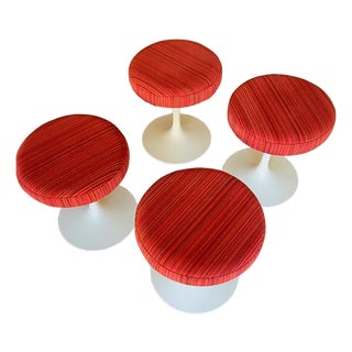 1950s Magnificent Set of Four Original Eero Saarinen Knoll Tulip Swivel Stools Professionally Restored With Knoll / Maharam Fabric For Sale