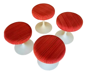 1950s Magnificent Set of Four Original Eero Saarinen Knoll Tulip Swivel Stools Professionally Restored With Knoll / Maharam Fabric