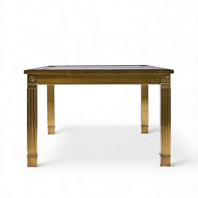 Mid 20th Century Mastercraft Mid Century Brass Expanding Dining Table With 1 Leaf For Sale - Image 5 of 10