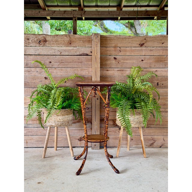 Antique Victorian Tortoiseshell Bamboo Pedestal Side Table, Circa 1900 For Sale - Image 12 of 12