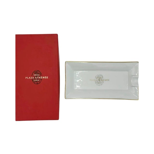 Vintage Hotel Plaza Athénée Paris Ashtray Catchall Dish White Porcelain For Sale - Image 12 of 12