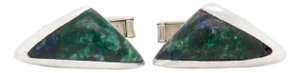 Signed Mexican Space Age Azurmalachite H. Arriaca Sterling Silver Cufflinks