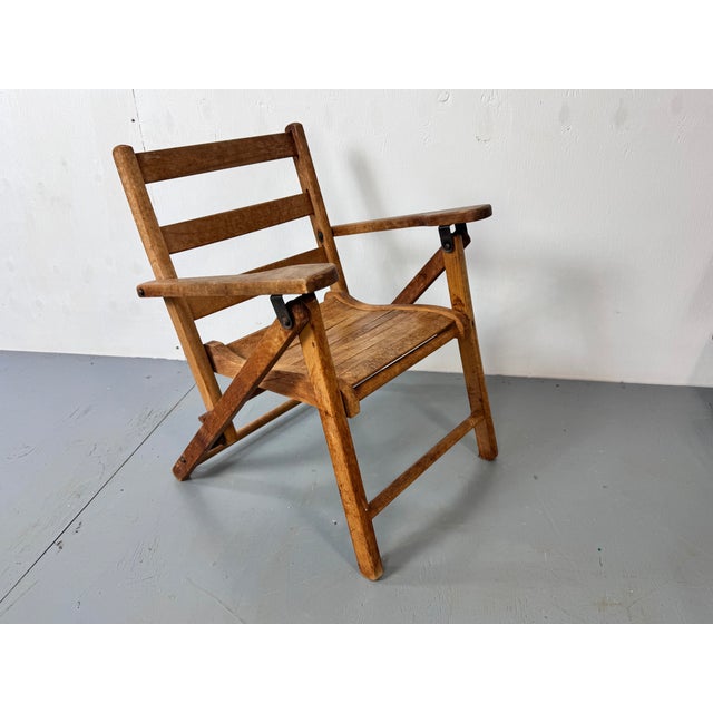 Black Mid-Century Wooden Foldable Children's Chair, 1950s For Sale - Image 8 of 11