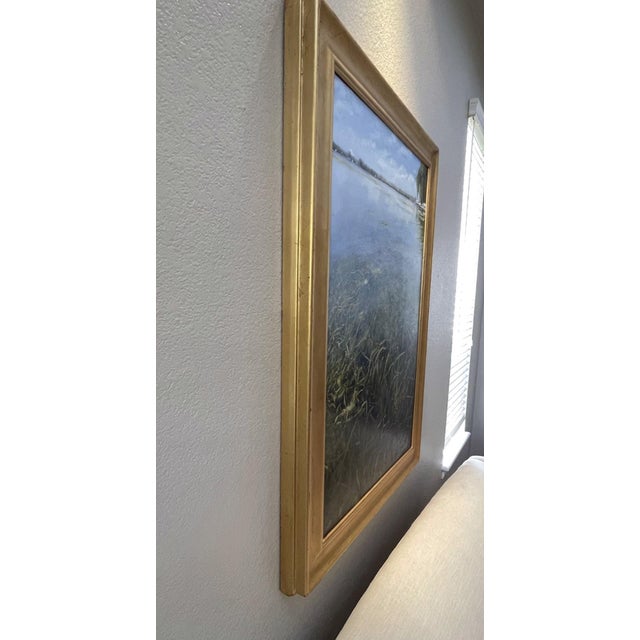 Realism Hidden Garden by Sheri Farabaugh | Oil on Board Painting of underwater grass and water surface For Sale - Image 3 of 5