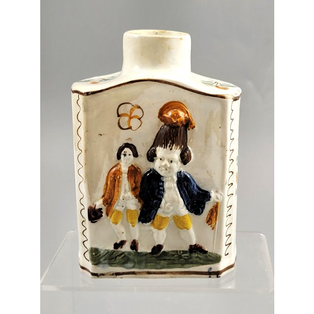 Antique English Prattware Pearlware Tea Caddy, 1700s For Sale - Image 5 of 12