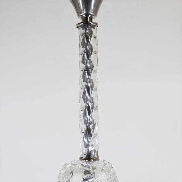 Transparent Mid-Century Art Deco Style Cristallo Rigaree Murano Pendant Light For Sale - Image 8 of 12