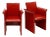 Red Leather Modernist Side Chairs by “Quia” For Sale