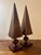 A refined pair of vintage wooden obelisks crafted in solid wood, combining classical architectural form with warm,...
