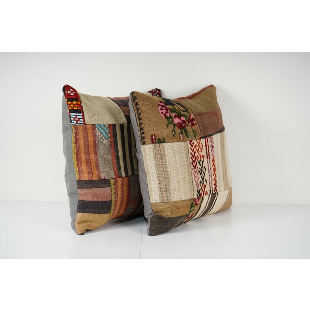Turkish Patchwork Pillow Cover - A Pair Elevate your home decor with these exquisite 20" x 20" pillow covers crafted from...