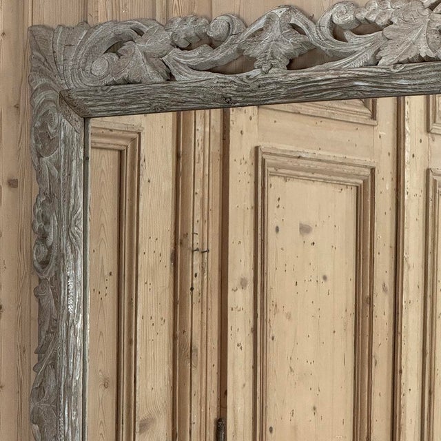 Antique French Renaissance Hand-Carved Ceruse Oak Mirror For Sale - Image 12 of 18