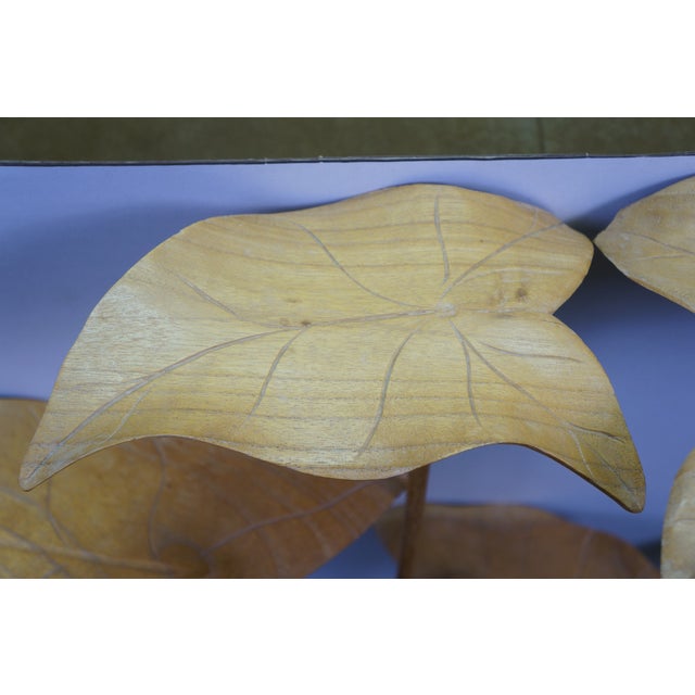 Mid Century Modern Carved Teak Bird of Paradise & Leaf Botanical Arrangement 46" For Sale - Image 6 of 15