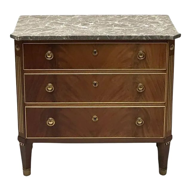 Gustavian, Louis XVI Style, Commode, Marble, Brass, Sweden, 1960s For Sale
