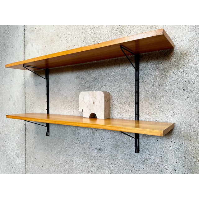 Wood Mid-Century Modern Elm Wall Shelf, Germany, 1960s For Sale - Image 7 of 13