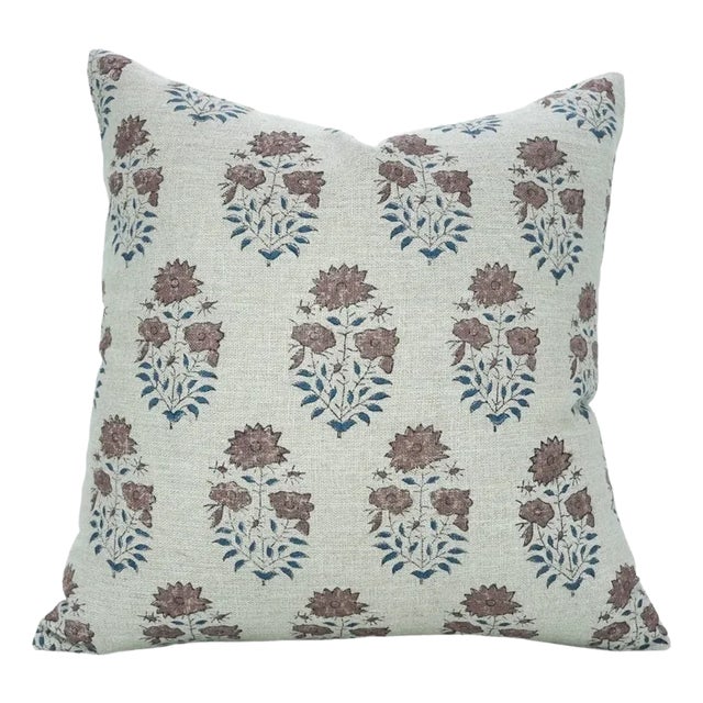 Fabdivine Block Printed Cushion Cover 22x22 Inch Thick Linen-Mayra For Sale